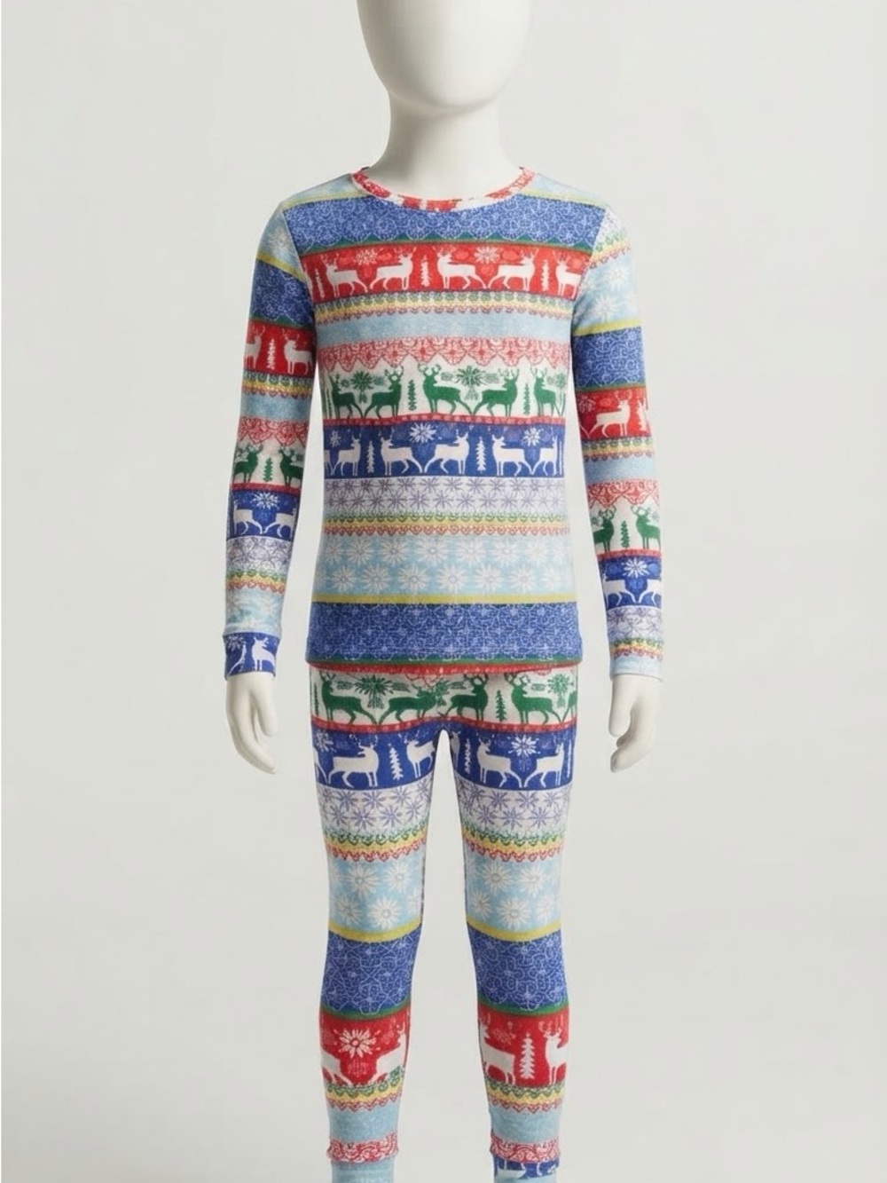 Place Kids Multicolor Red Blue Green Holiday Reindeer Pajama Set